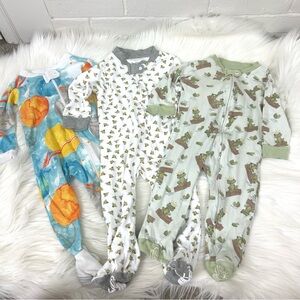 Burt’s Bees Baby Bundle of 3 Zipper Pajamas Size 3-6 MOS